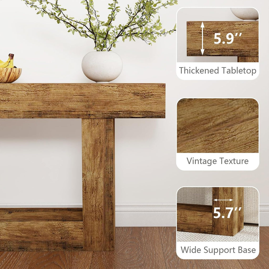 Spaco 63'' Long Console Table,2 Tier Farmhouse Entryway Table Sofa Table with Storage,Wood Behind Couch Table for Living Room, Hallway,Foyer