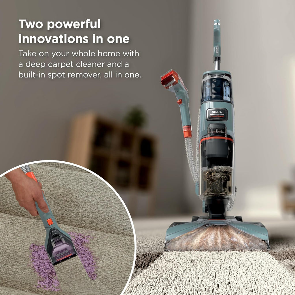 Shark CarpetXpert | Upright Carpet, Area Rug & Upholstery Cleaner | Carpet Shampooer with Handheld Spot & Stain Eliminator | 3 Cleaning Tools | Slate Green | EX151
