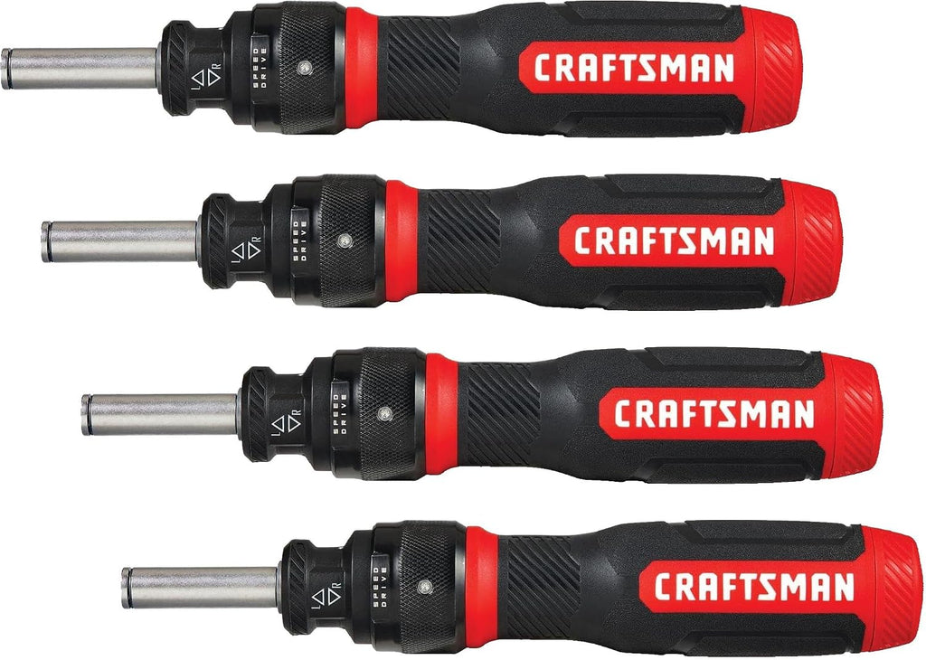 CRAFTSMAN Ratcheting Screwdriver,SpeedDrive,2' Double Ended Bits Included,Handle Holds Up To 6 Bits (CMHT68129),(Pack of 4)