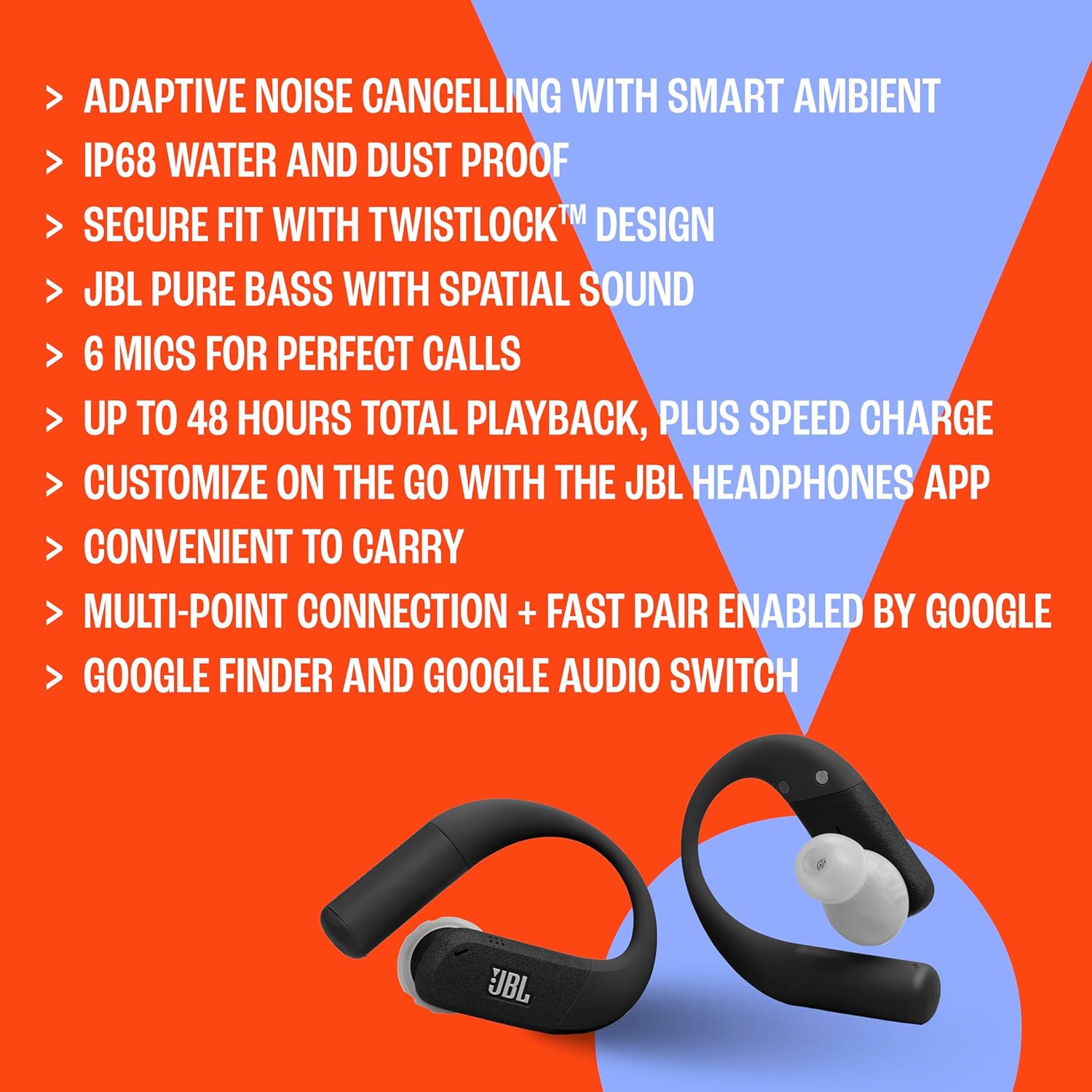 JBL Endurance Peak 4 - True Wireless Noise Cancelling Sport Earbuds, Up to 48Hrs Total Playback, Water & dust Proof (IP68), Secure fit with TwistLock™ Design, & 6 mics for Perfect Calls (Purple/Teal)