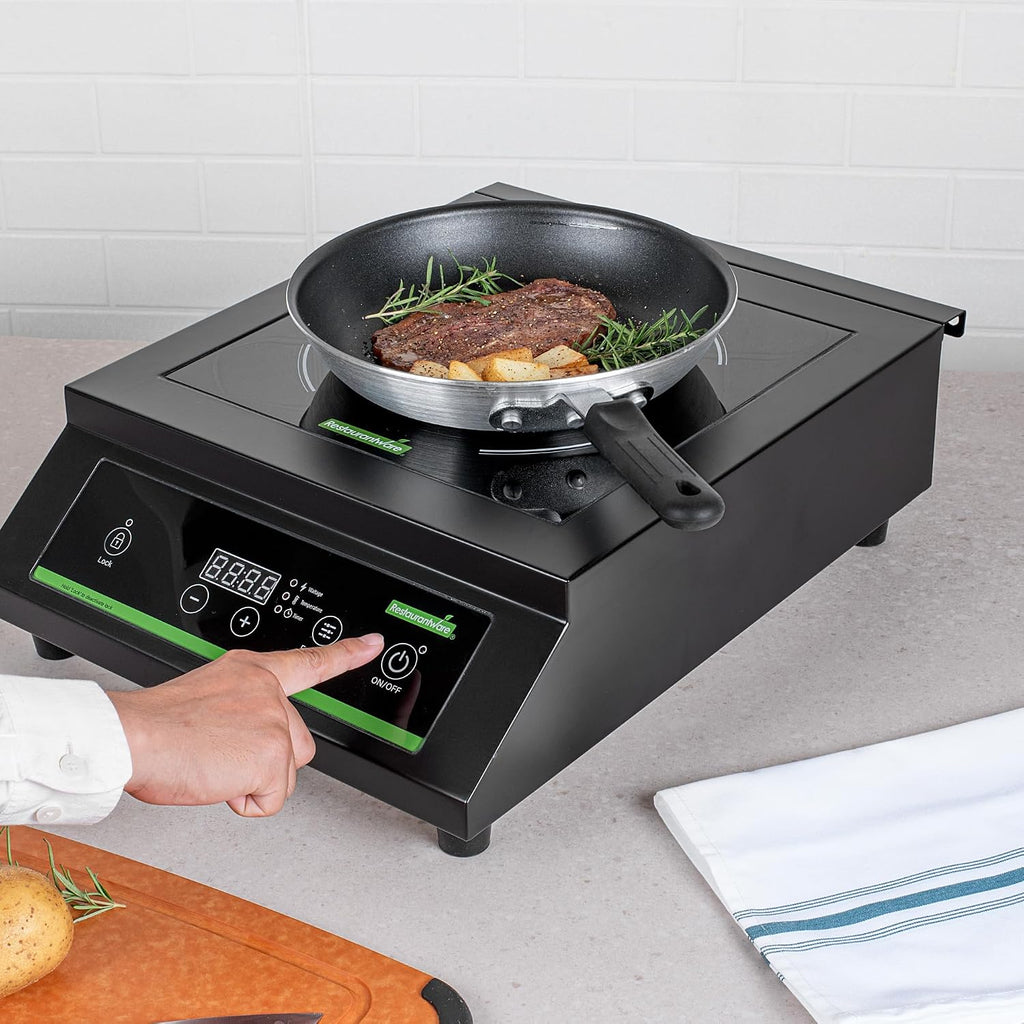 Restaurantware-Kitchen Tek 3500 W Induction Cooktop, 1 Electric Hot Plate With Sensor Touch - 140F To 465F, 10 Wattage Settings, Black Steel Countertop Induction Stove With Ceramic Plate, 240V
