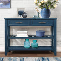 LKTART Solid Wood Console Table Entryway Table with Storage Drawers and Shelves Sofa Table for Entry Hallway Foyer,Behind the Couch Table(42' Navy Blue)