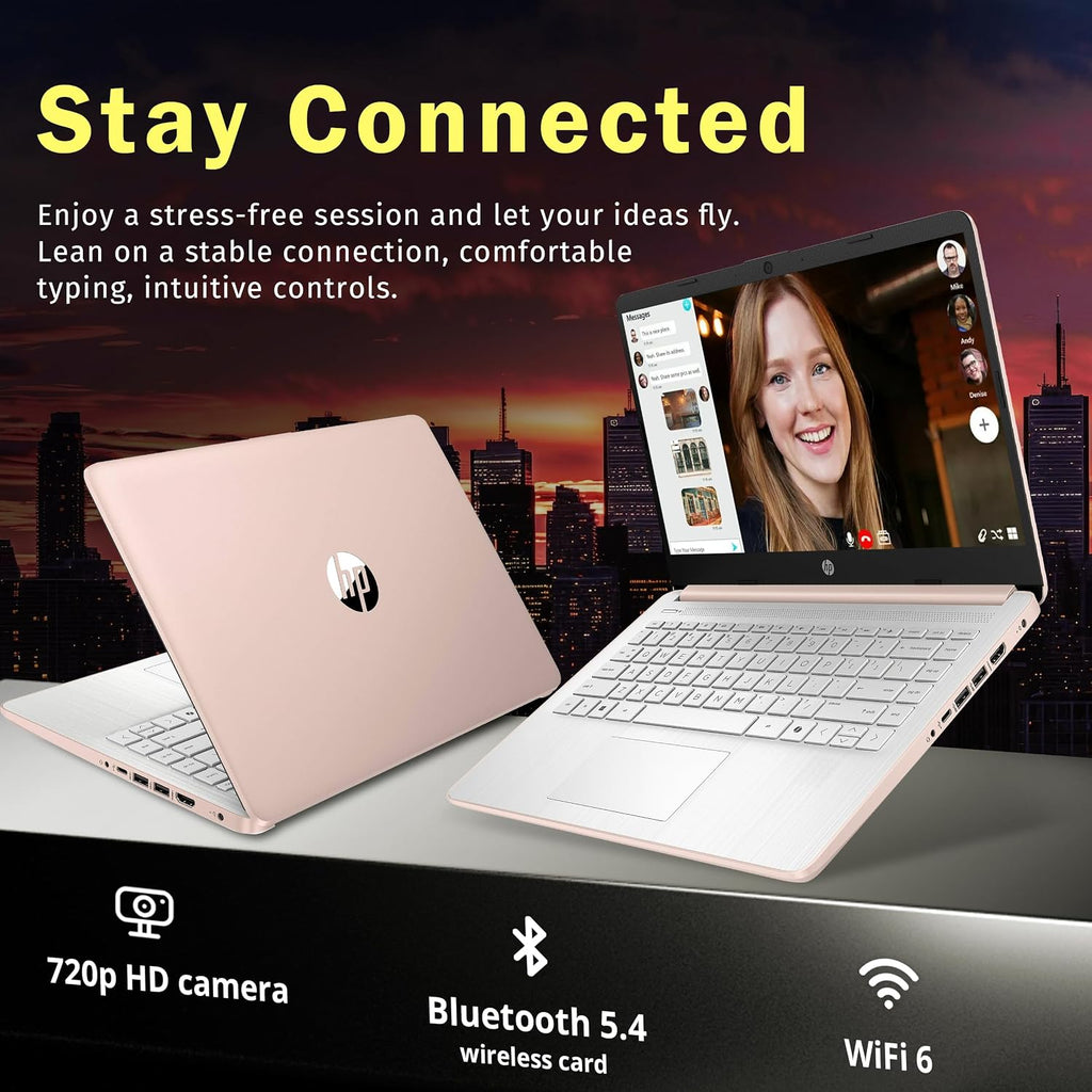 HP Stream 14' HD Laptop, Intel Processor N150, 4GB RAM, 128GB UFS, Intel Graphics, Webcam, Wi-Fi 6, Long Battery Life, Copilot, Windows 11 S, Gold (Renewed)