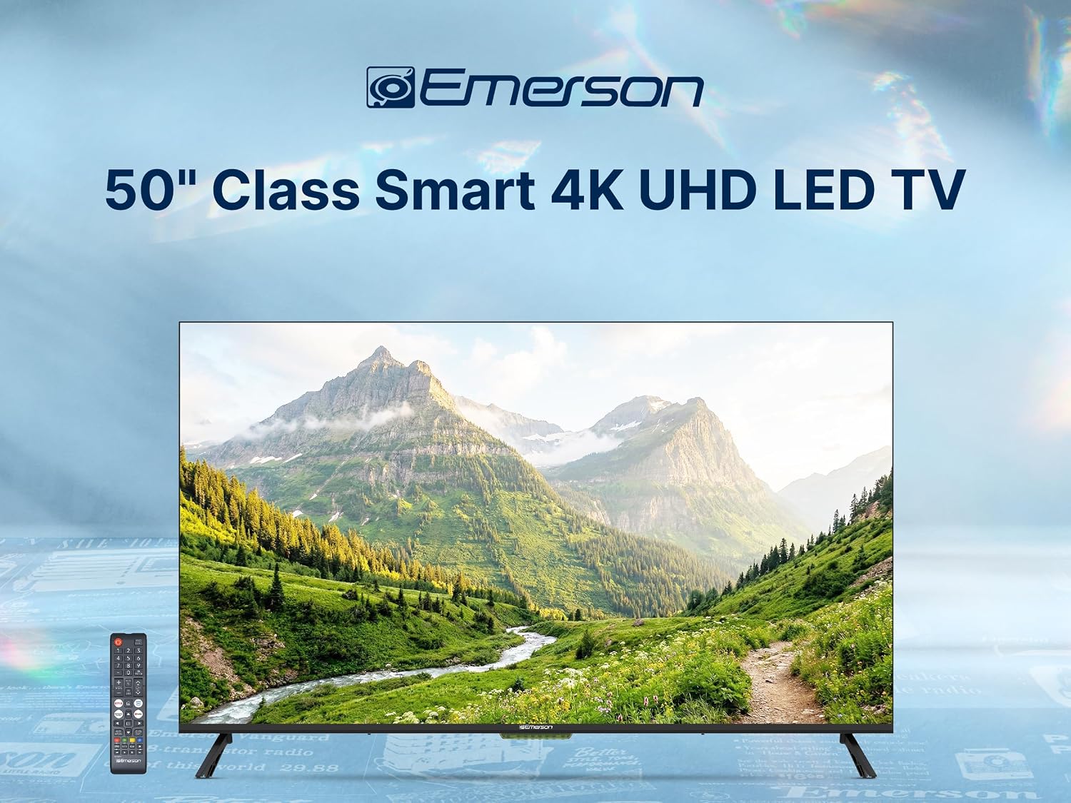 Emerson ETS-5000KA 50' Class 4K UHD Smart TV with Full HDR | Ultra HD 2160p LED Display, Built-in Digital Tuner, HDMI & USB Inputs, Voice Control Compatible, Sleek Design for Home Entertainment