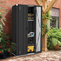 AECOJOY Outdoor Storage Cabinet Waterproof, Vertical Tall Outdoor Storage Cabinet with Shelves, Garden Sheds & Outdoor Storage Clearance Cabinet Weatherproof for Outside or Indoor in Dark Grey