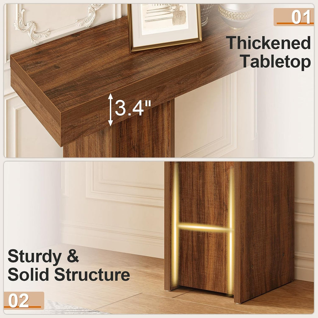 Farmhouse Console Table, 55'' Behind The Couch Table Wooden Entryway Table with Storage Double-Sided Tables for Entryway, Living Room, Hallway
