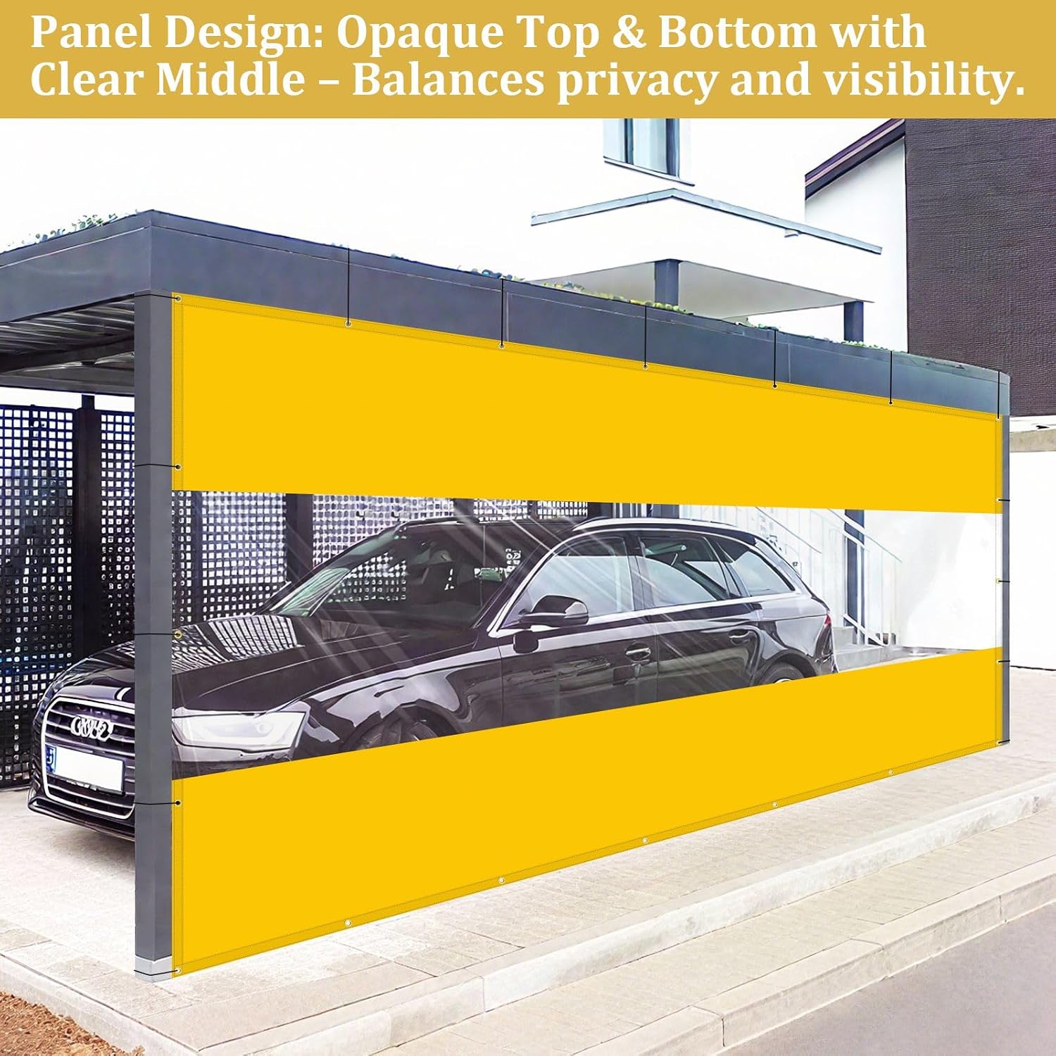 Shade&Beyond Outdoor Vinyl Curtain, 14'W x 20'L Heavy Duty Clear Tarp with Grommets Waterproof, Privacy Clear Panel UV-Resistant for Pergola Gazebos Porch Enclosure Patio(Customized Size, Yellow)