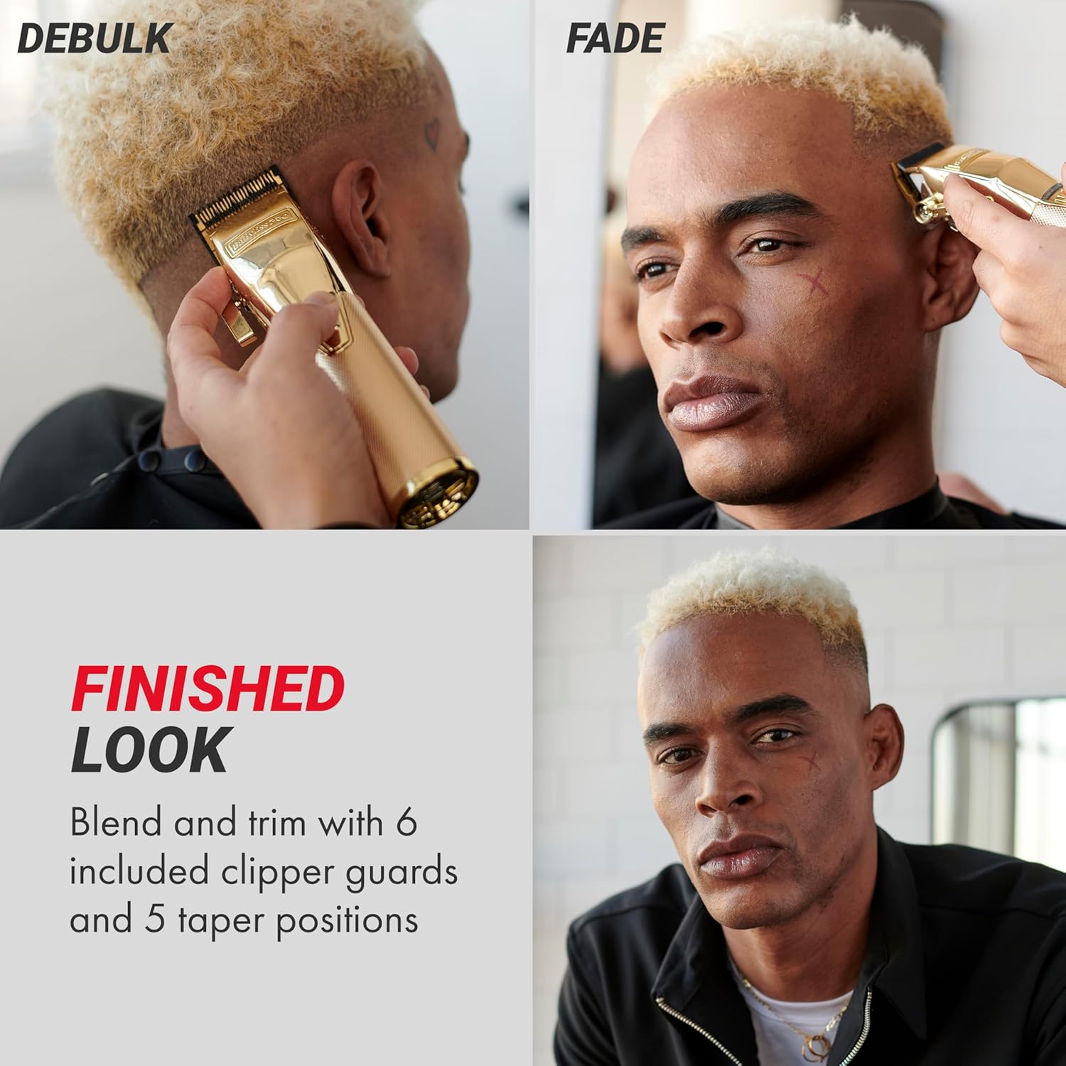 BaBylissPRO FX+ Professional Barber Cord/Cordless Hair Clippers for Men, All Metal, Lithium Battery with 3-Hour Runtime