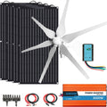 800W Wind Solar Kit Off Grid System 12V Battery Charger :4X 100W ETFE Flexible Mono Solar Panel + 400W Wind Turbine Generator + Solar Wind Hybrid Charge Controller + 3000W Inverter Peak 6000W