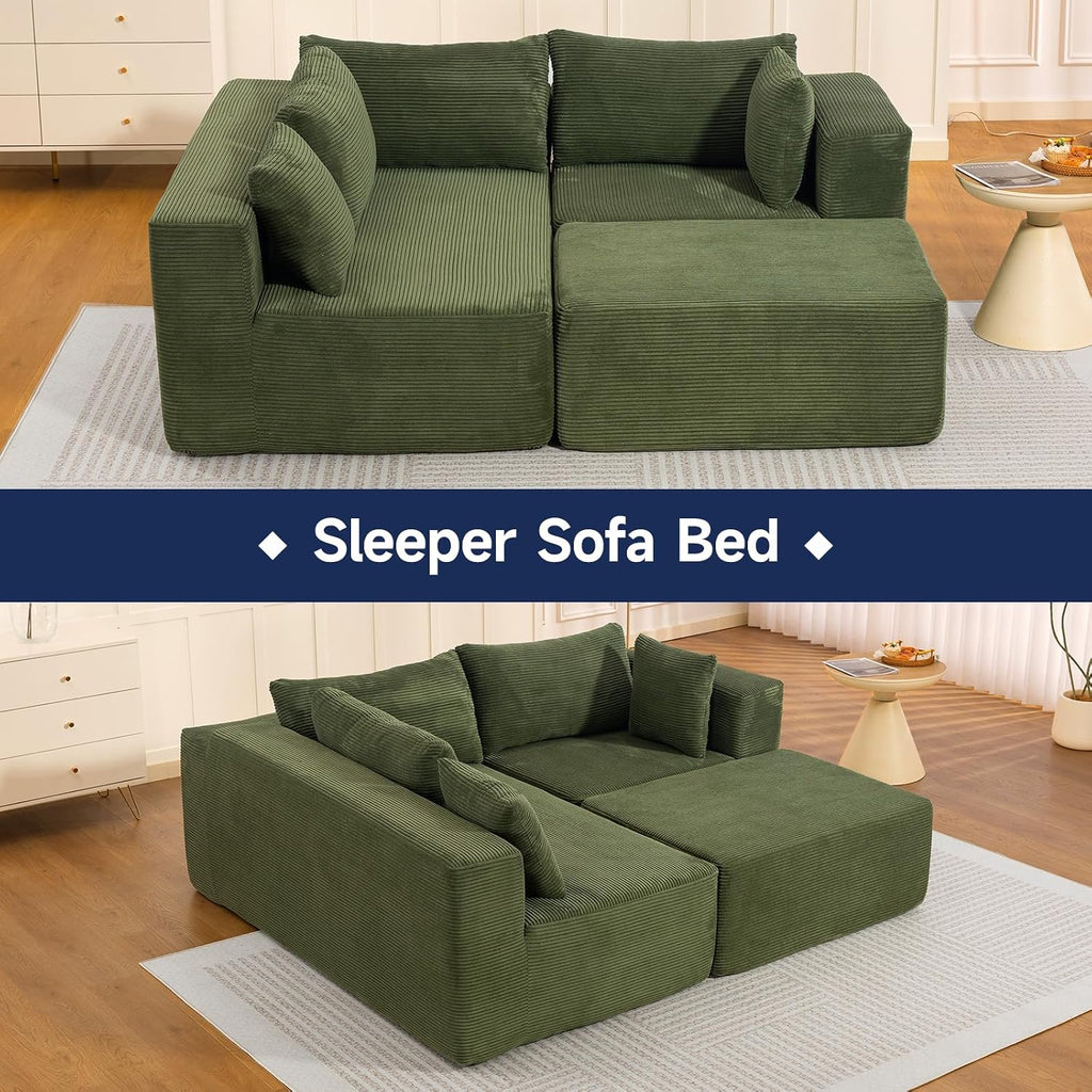 Brage Living 2025 New 108' Cloud Couch Sectional, Comfy Boneless Modular Sectional Sofa with L-Shaped Chaise, Deep Seat Couch for Living Room, No Assembly Required (Green, Chaise Ottoman)