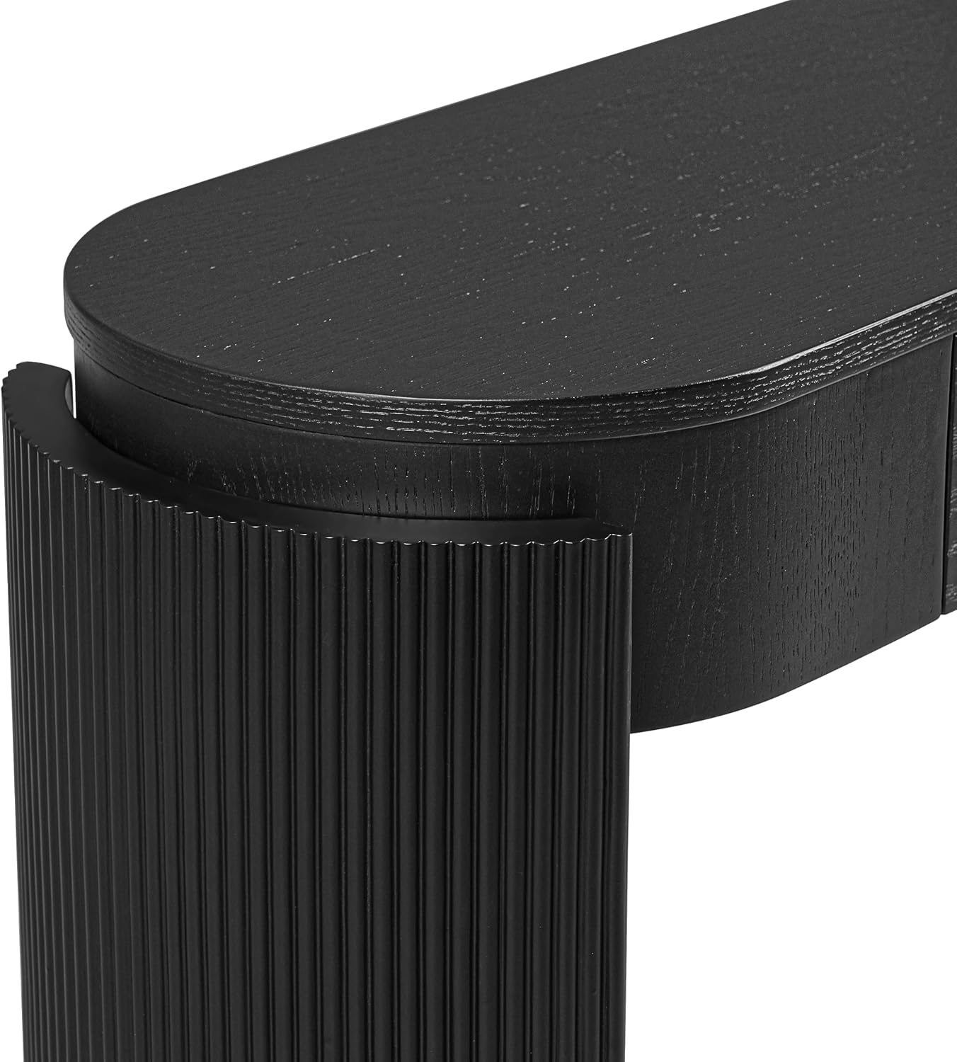 LKTART 55' Sofa Table with Oval Top and 2 Drawers, Entryway Console Table with Fluted Design for Hallway,Foyer,Entry and Living Room (Easy Assembled-Black)