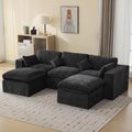 115'' Cloud Boneless Sectional Couch, Modular Sectional Sofa Deep Seat with 2 Ottomans, Oversized Upholstered Convertible Comfy 5 Seater Chenille Sofa U Shape Couches for Living Room, Dark