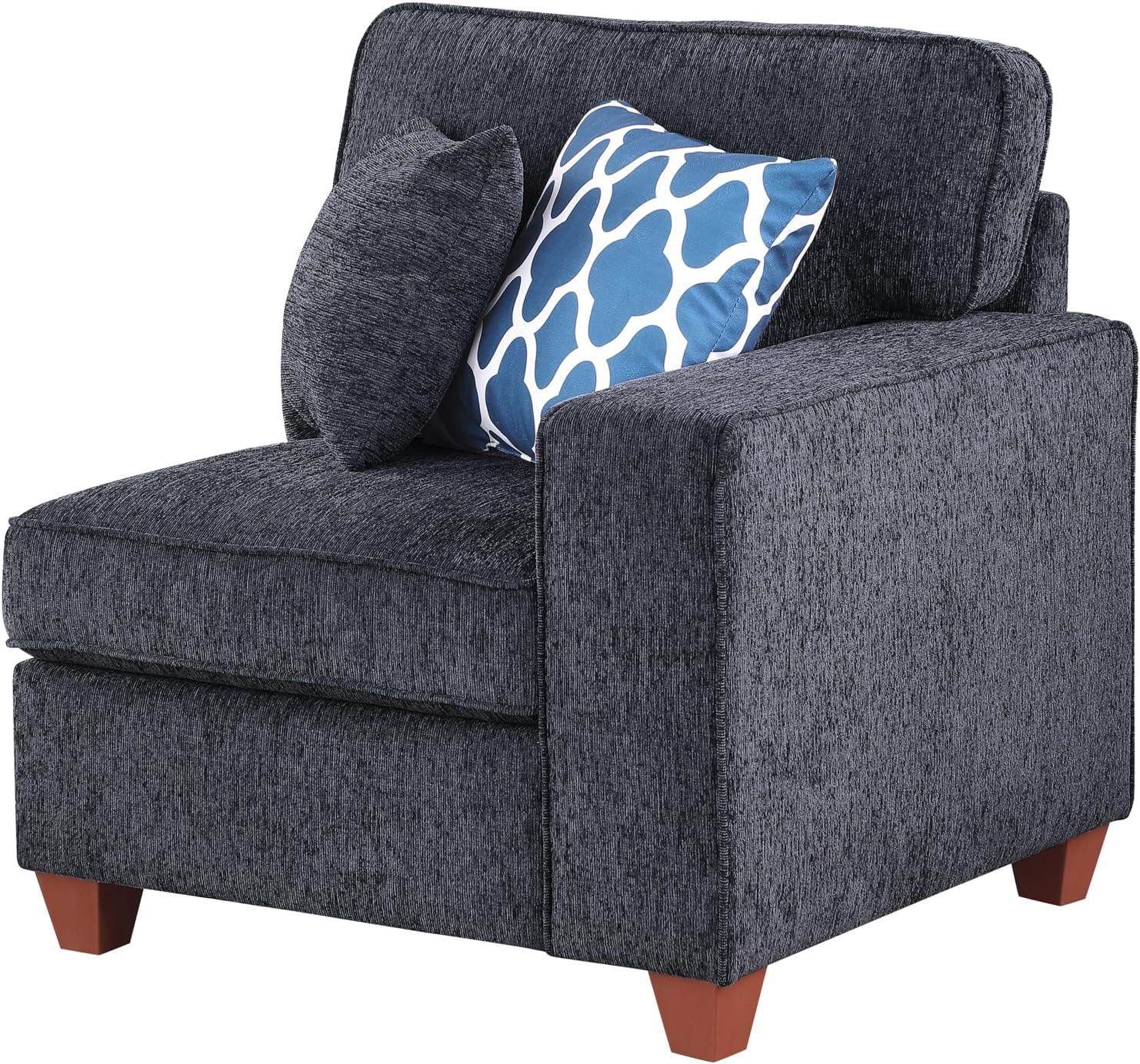 Ball & Cast 116' L-Shaped Sectional Couch with Movable Ottoman & 6 Throw Pillow,7 Seat Chenille Upholstered Sectional Sofa W/Wide Armrest,DIY Combination,Comfy Sectionals Set for Living Room,Dark Gray