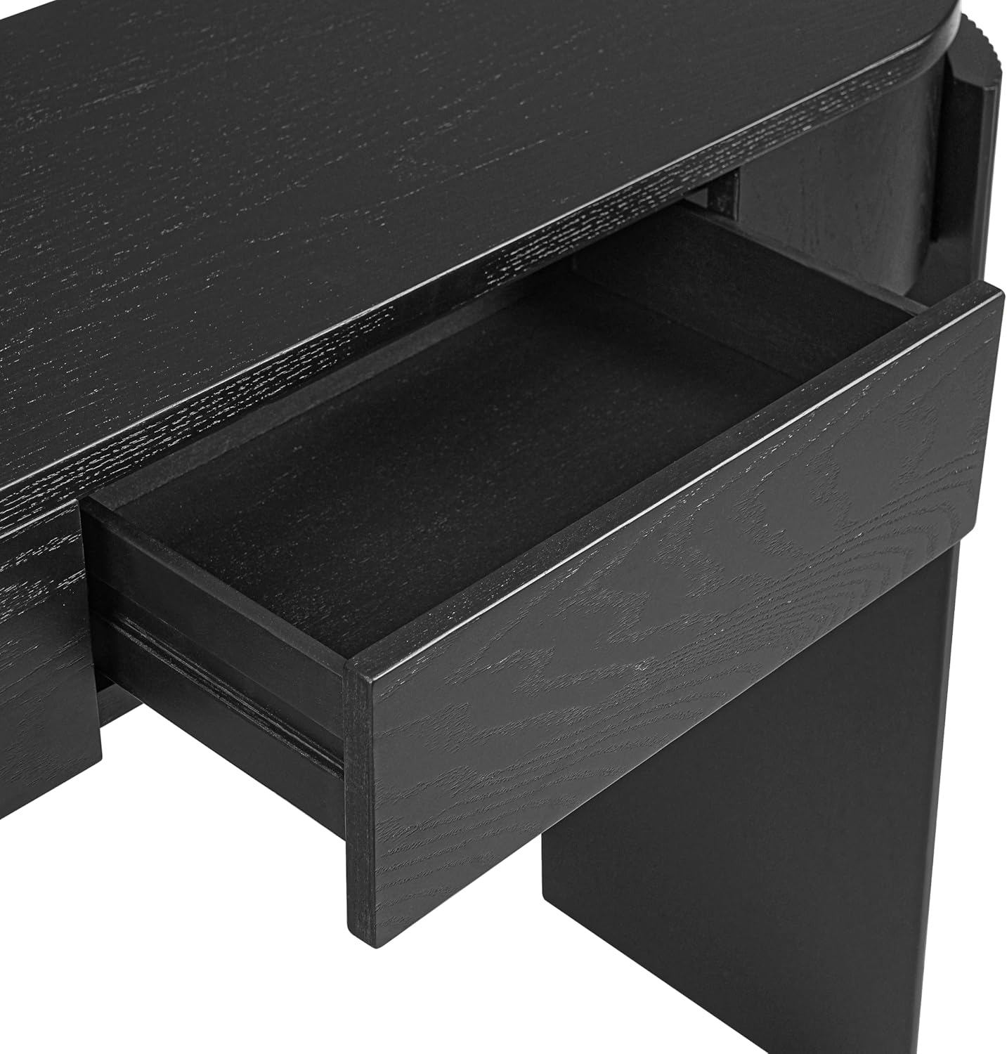 LKTART 55' Sofa Table with Oval Top and 2 Drawers, Entryway Console Table with Fluted Design for Hallway,Foyer,Entry and Living Room (Easy Assembled-Black)