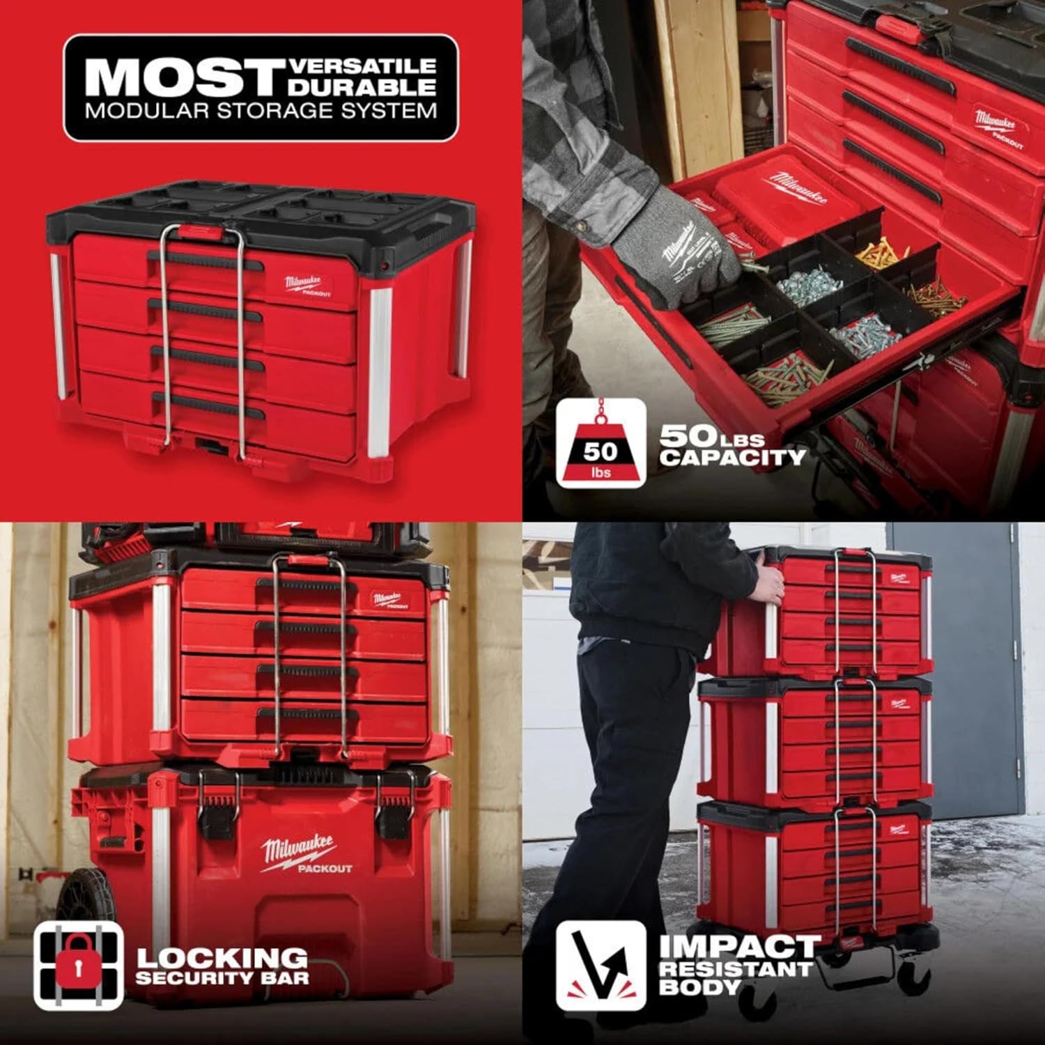 Milwaukee Packout 4 Drawer Tool Organizer Box - 48-22-8444