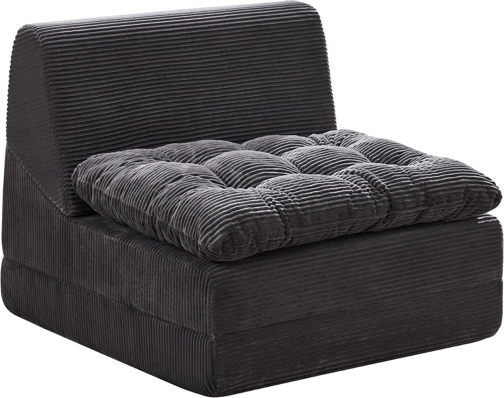 Hobestluk Sofa Couch Folding Sofa Bed Comfy Floor Lounger Convertible Sofa with Removable Cushion Couches for Small Spaces Foldable Mattress for Living Room Bedroom or Office (Cordury Grey, Large)