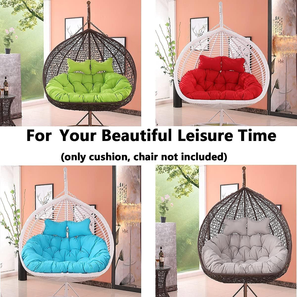 GARCAN Large Egg Chair Swing Cushion, Hanging Hammock Chair Cushion Replacement,Washable Thick Persons Wicker Outdoor Swing Cushions, Waterproof and Sun-Resiatant,B