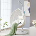 Egg Chair Indoor Outdoor, Hanging Chair for Bedroom, Swing Chair Hammock with Stand & Cushions, Comfy Swinging Adult Reading for Patio Balcony Backyard, Heavy Duty 350LBS, White