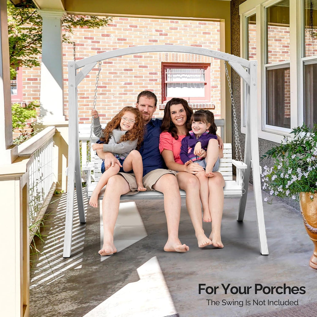 VINGLI 6.7FT Porch Swing Frame, 1000LBS Heavy Duty A-Frame Wooden Porch Swing Stand with Curved Arc Top for 5FT Porch Swing, Large Swing Hanger for Garden, Patio, Backyard & Indoor, White