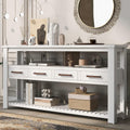Modern Console Table Long Narrow 62-Inch Sofa Entry Table with Drawers & Open Shelves for Living Room Entryway, Easy Assembly (White)
