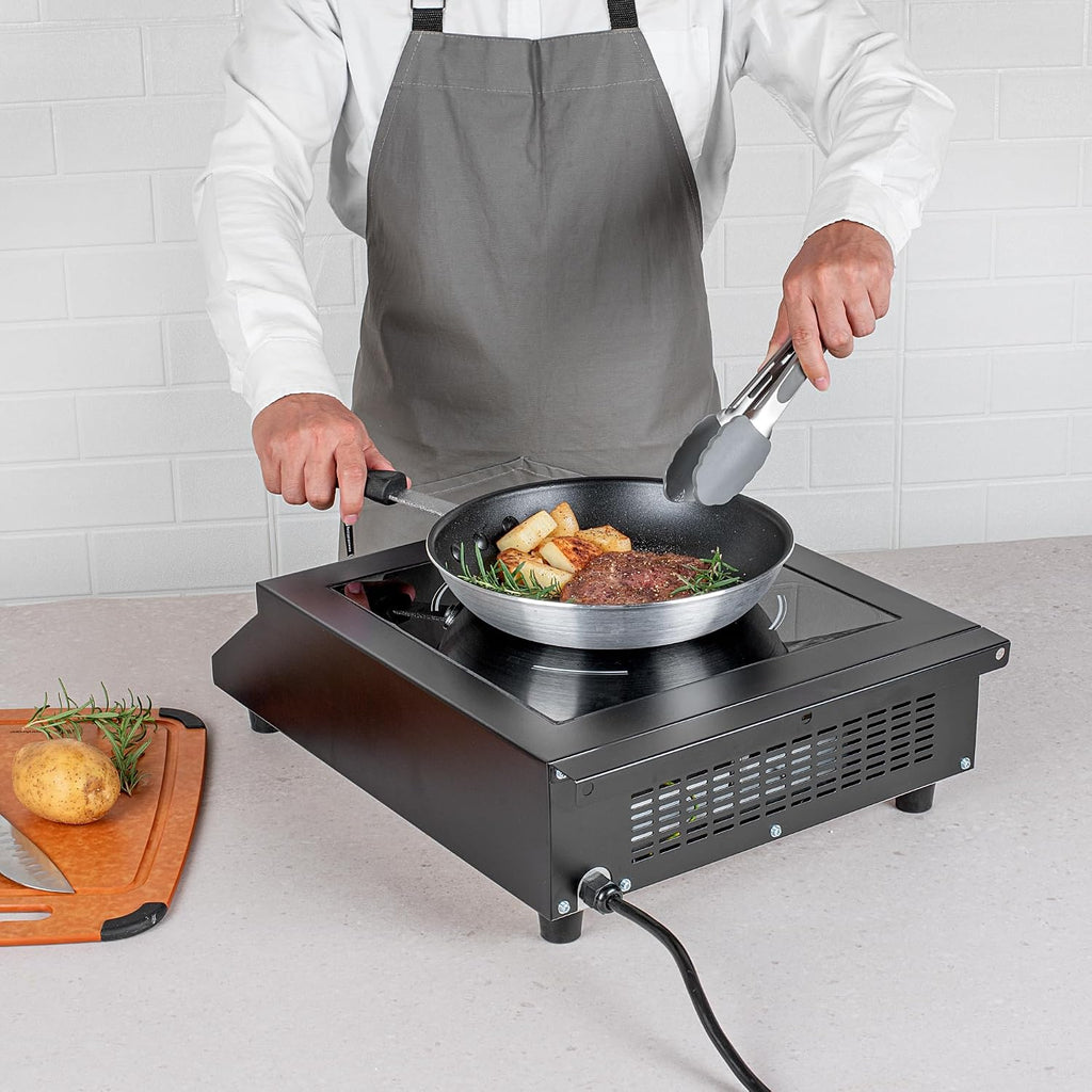 Restaurantware-Kitchen Tek 3500 W Induction Cooktop, 1 Electric Hot Plate With Sensor Touch - 140F To 465F, 10 Wattage Settings, Black Steel Countertop Induction Stove With Ceramic Plate, 240V