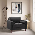 Studio Living® Lexington 39.4' Arm Chair, Mid-Century Modern, Pocket Coil Comfort, Easy Assembly, Woven Fabric, Heather Grey