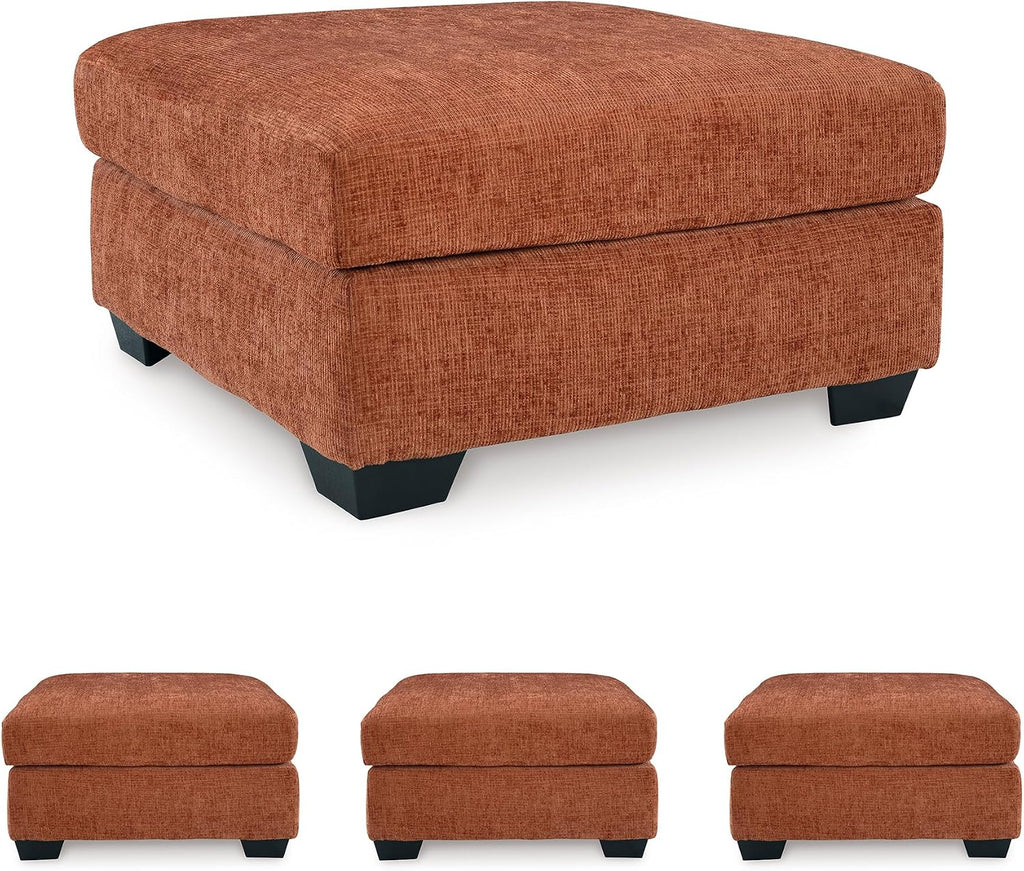 Signature Design by Ashley Aviemore Casual Square Oversized Accent Ottoman for Living Room, Orange