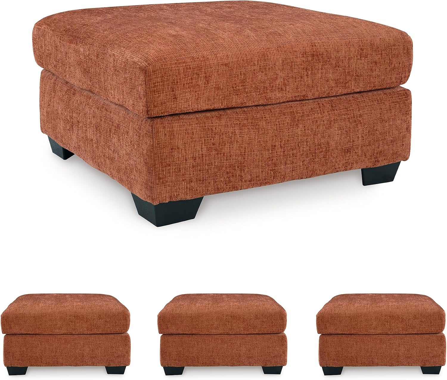 Signature Design by Ashley Aviemore Casual Square Oversized Accent Ottoman for Living Room, Orange