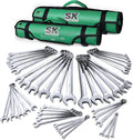 SK Combination Wrench Set, SAE 1/4' to 1-1/4', Metric 6 to 32mm, 42-Piece, SuperKrome Finish, Premium CR-V Construction, with Rolling Pouch