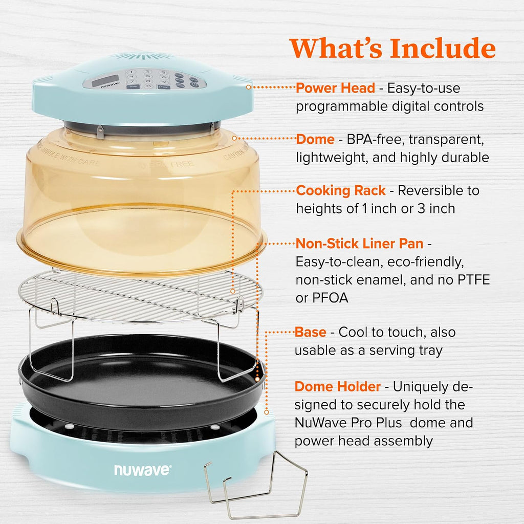 Nuwave Pro Plus 2 Infra-Red Oven, Countertop, Convection, Cook Fresh or Frozen, No Defrosting or Preheating, Cook Healthy, 360 Surround Heat, Adjustable Temps, 100 Presets, 50 Memory, Tough Power Dome