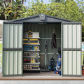 Ritsu Outdoor Storage Shed, Outdoor Garden Shed for Bike, Trash Can, Machine, Galvanized Steel, Outdoor Shed with Lockable Door for Backyard, Patio, Lawn (6.5x4.2ft, Black)