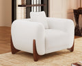 Morden Fort Sherpa Boucle Couch Armchair Single, Modern Sofa Upholstered Deep Chair with Soft Throw Pillow Skin-Friendly Minimalist Accent Chair Compatible with Sofa Set Couch for Living Room, White