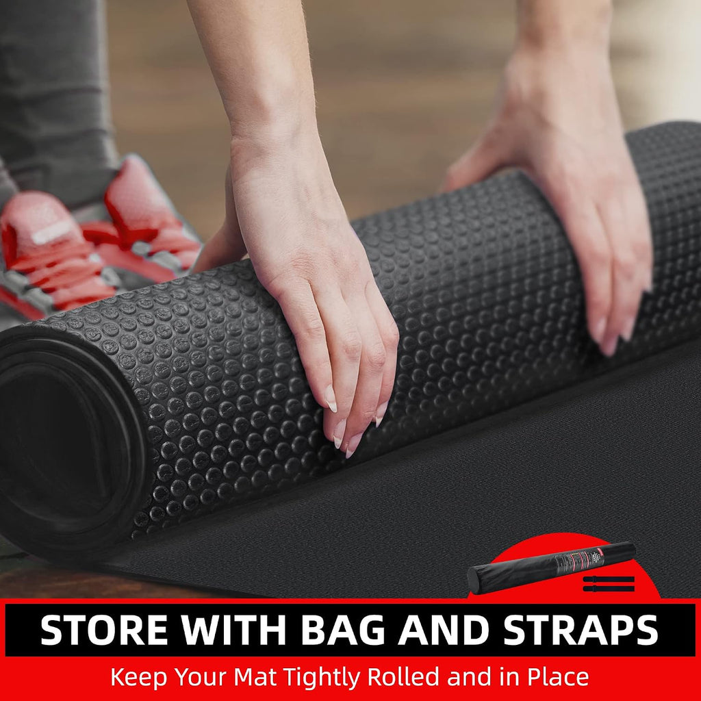 GymCope Large Exercise Mat for Home Workout,12'x6'/10'x6'/9'x6'/8'x6'/7'x5'/6'x4' (7mm) Extra Thick Workout Mat, High-Density Gym Mat for Cardio, Jump Rope, MMA, Weights (Shoe-Friendly)