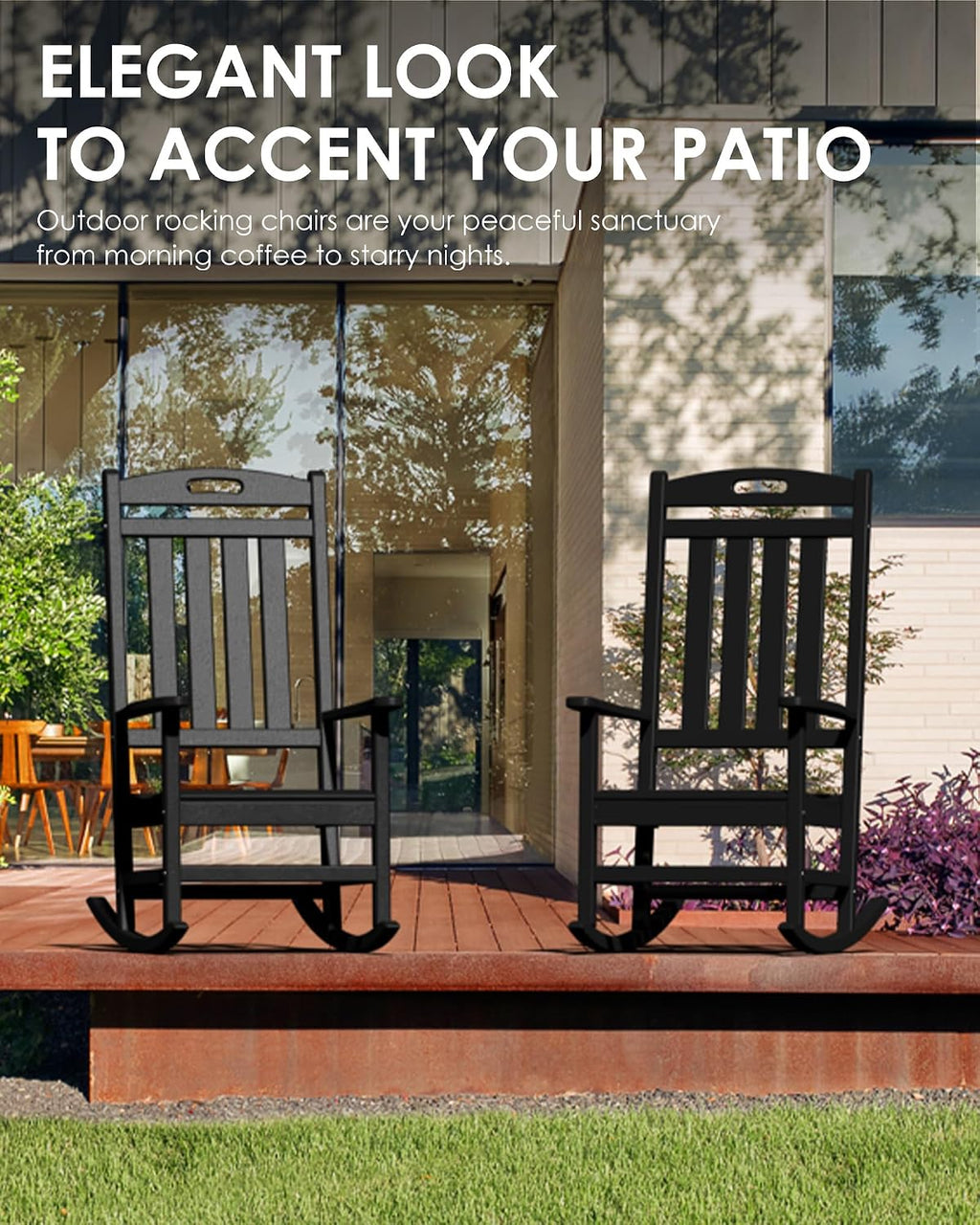 Outdoor Rocking Chair Set of 2, High Back Plastic Patio Rocking Chairs for Outside Porch Rocker Garden Lawn, All-Weather Resistant Poly Lumber Rocker Chair Outdoor, Aruba Blue