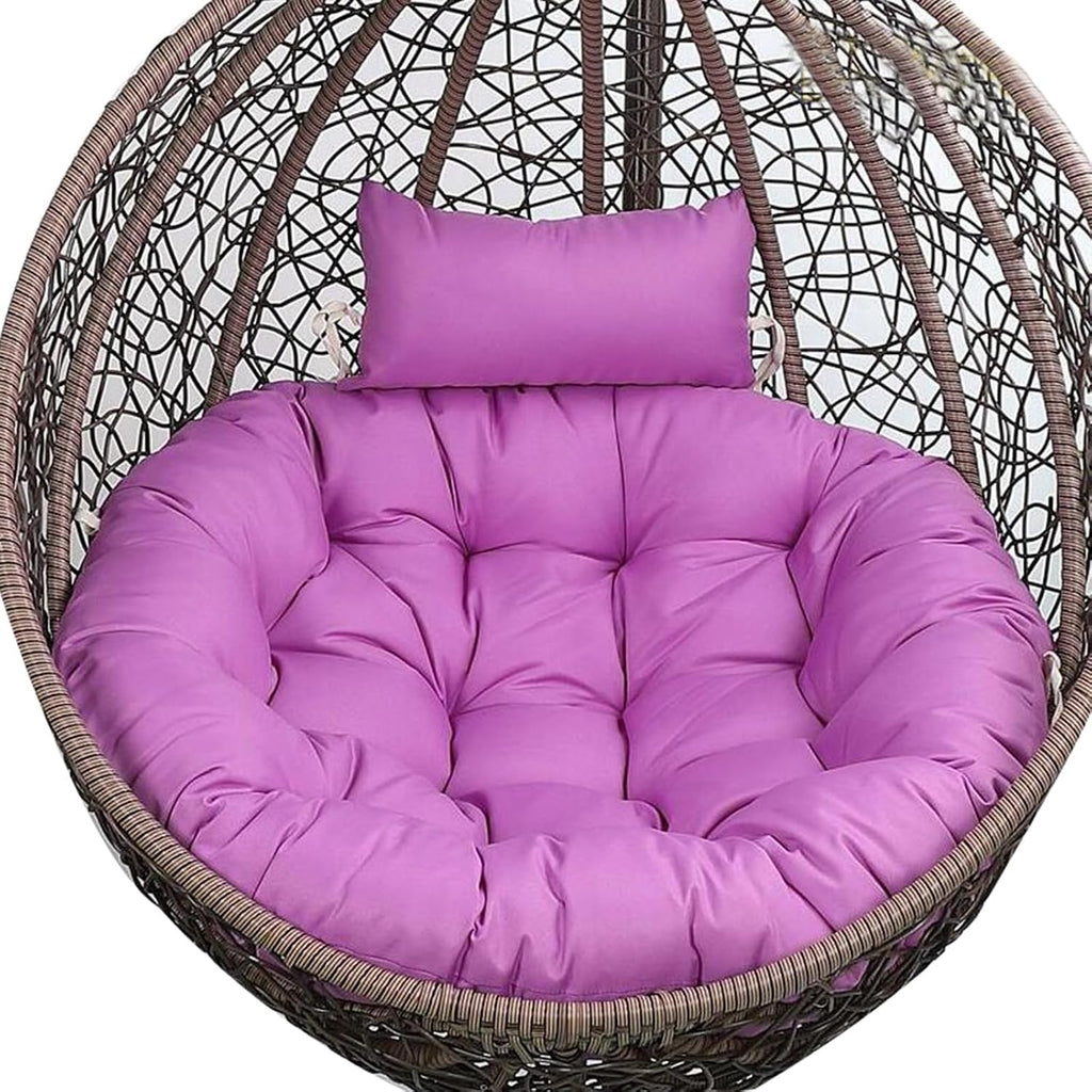 Large Rattan Rocking Chair with Cushions, Stylish Indoor/Outdoor Wicker Hanging Hammock, Elegant Garden Patio Seating - Noble Purple Color