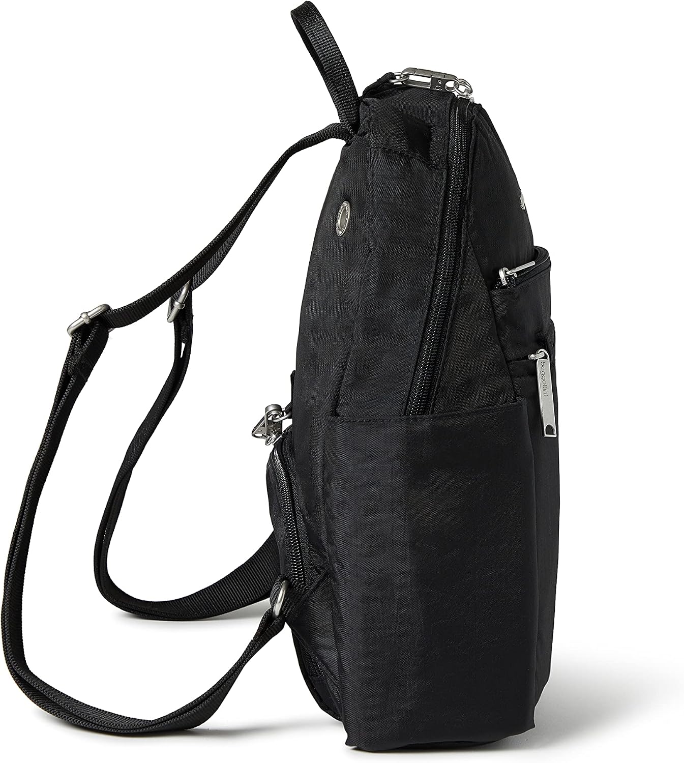 Baggallini Securtex® Anti-theft Vacation Travel Backpack 10x13 Slash-Resistant Nylon Daypack w/RFID, Black