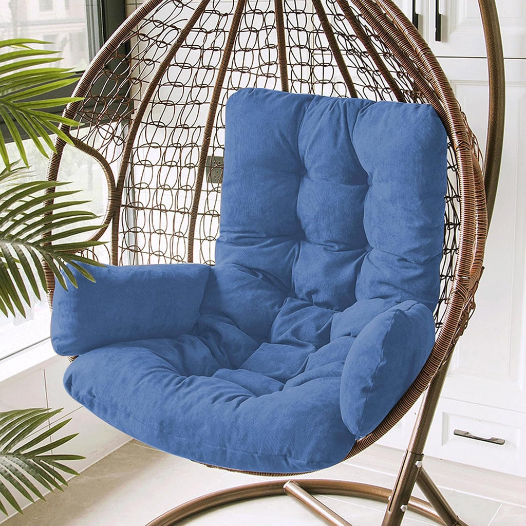 Comfortable Replacement Cushion for Egg Chairs Washable & Removable Rocking Chair Cushion Thick Hanging Basket Seat Pad Foldable Egg Swing Chair Cushion,Blau-Non Detachable