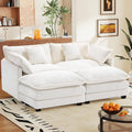77.6' Modular Sectional Sofa,Loveseat Couch for Living Room, Modern Deep Seat Sofa 2 Seater Chenille Fabric Comfy Cloud Couches with Throw Pillows & Ottoman for Apartment,Small Spaces