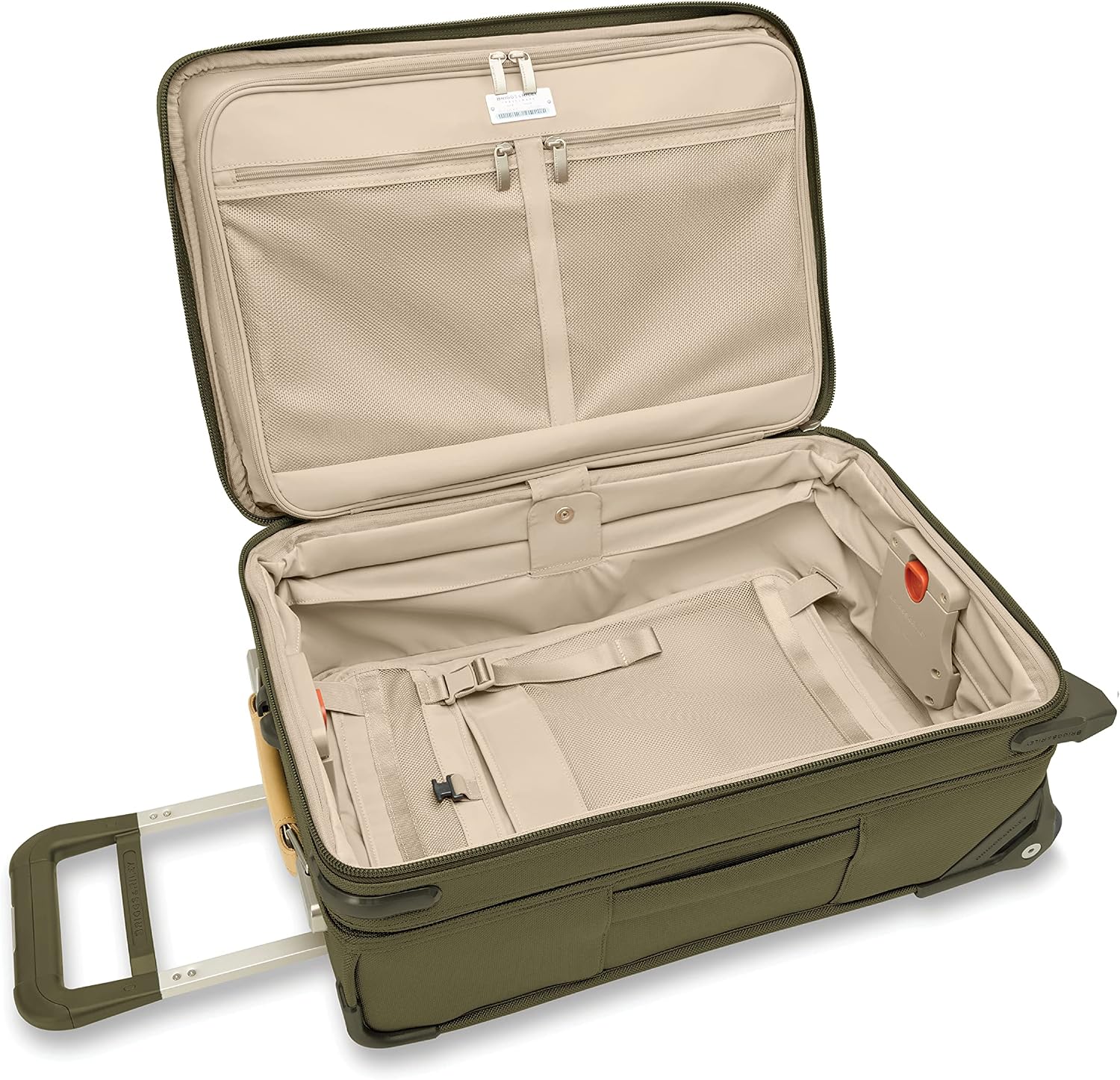 Briggs & Riley Essential 22' 2-Wheel Expandable Carry On - Luggage for Travel, Suitcases with Wheels, Softside Rolling Bag for Men & Women, Self-Repairing Zipper - Baseline Collection, Olive
