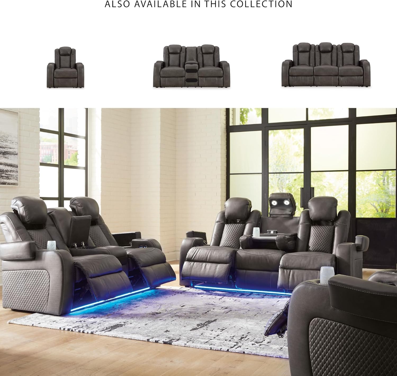 Signature Design by Ashley Fyne-Dyme Contemporary Power Reclining Sofa with USB Charging Ports and Adjustable Headrest, Brown
