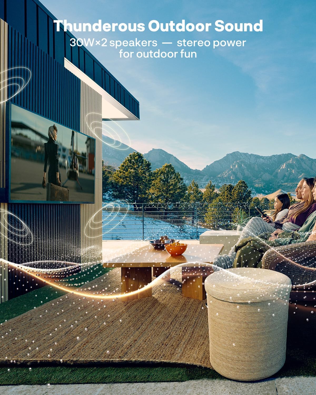 SYLVOX Outdoor TV, 65-Inch Helio QLED Mini LED TV 120Hz, 2000 Nits, IP56 Waterproof, Anti-Glare, Dolby Atmos Speakers 30W*2, Smart Television for Patio, Backyard & Full Sun Areas (Cinema Series)