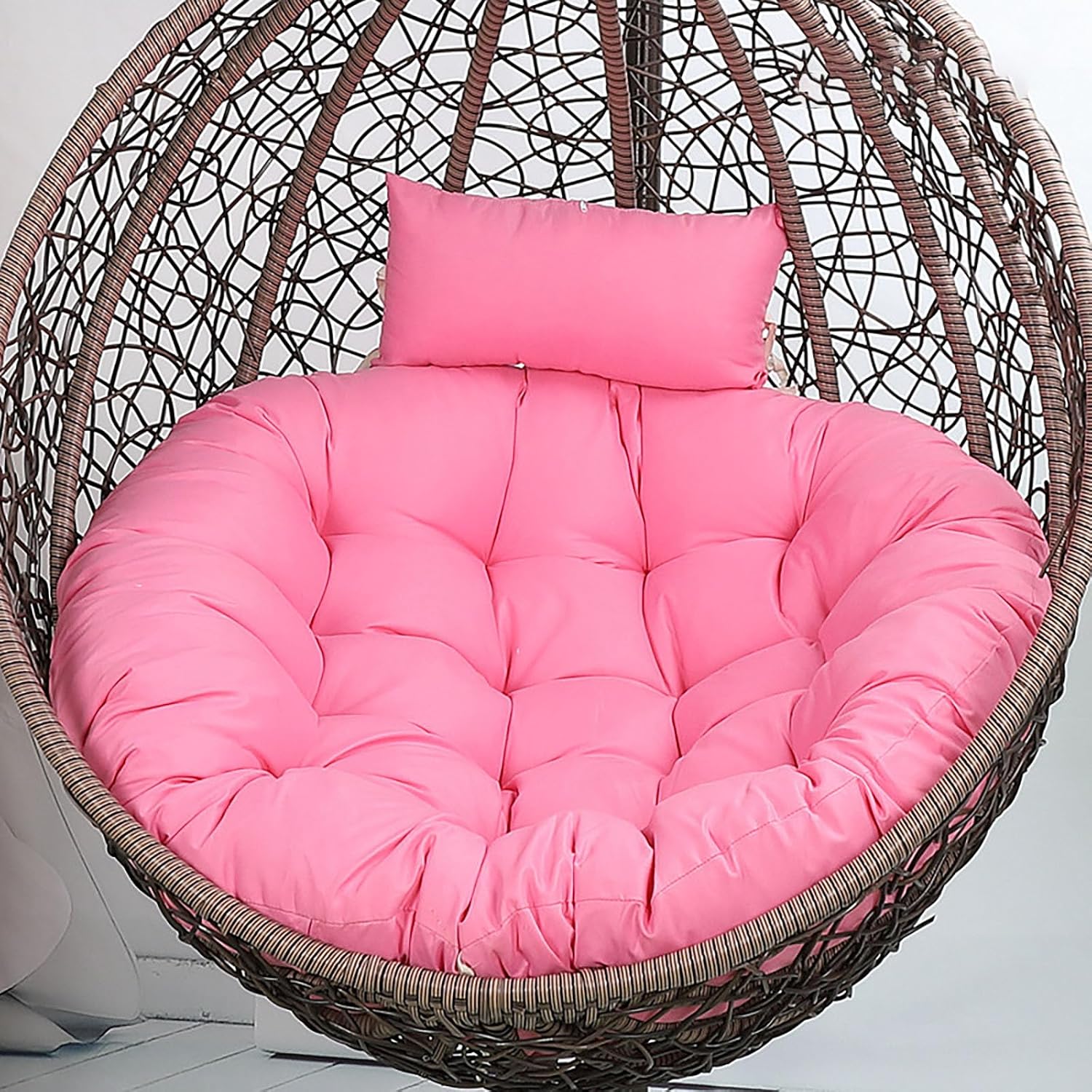Waterproof Outdoor Hanging Chair Cushion, Washable Swing Seat Cushion for Patio & Garden, 120cm Rocking Chair Cushion, Perfect for Relaxing & Comfort,Pink-110cm