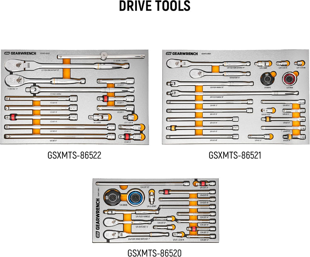GEARWRENCH 873 Piece Master Mechanics Tool Set in Premium Modular Foam Trays with GSX Mobile Tool Storage | MEGAMOD873