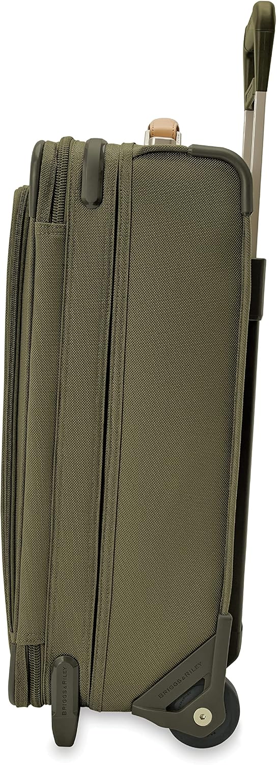 Briggs & Riley Essential 22' 2-Wheel Expandable Carry On - Luggage for Travel, Suitcases with Wheels, Softside Rolling Bag for Men & Women, Self-Repairing Zipper - Baseline Collection, Olive