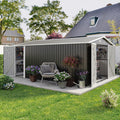 10x14FT Metal Garden Shed - Lockable Outdoor Storage Shed, Heavy-Duty Storage Sheds for Backyard Patio, Sheds & Outdoor Storage (Dark Gray)