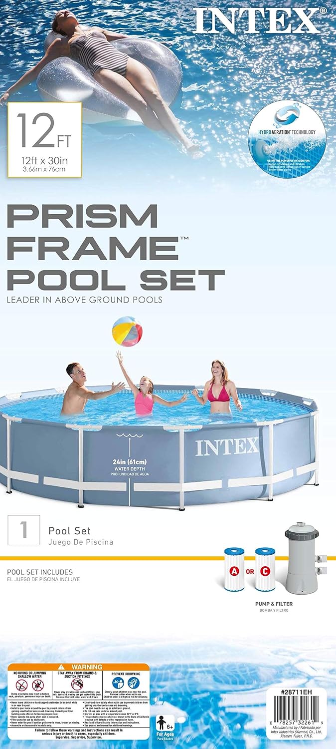 Intex 12ft X 30in Prism Frame Pool Set with Filter Pump