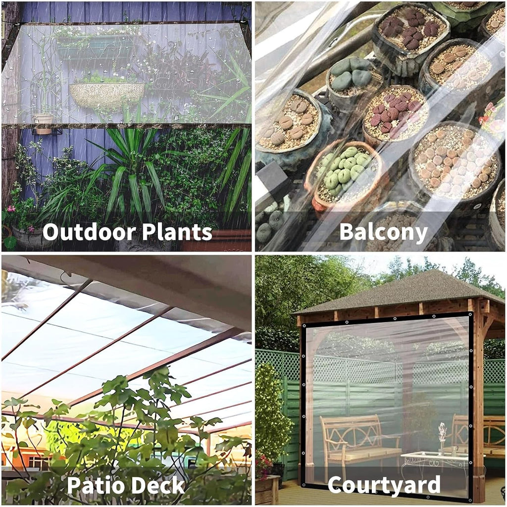 Clear Tarp Heavy Duty Waterproof Greenhouse, 13x20 FT Clear Tarps Heavy Duty Clear Poly Tarp Cover Waterproof Tarpaulin, Dustproof Rainproof Tarpaulin Heavy Duty