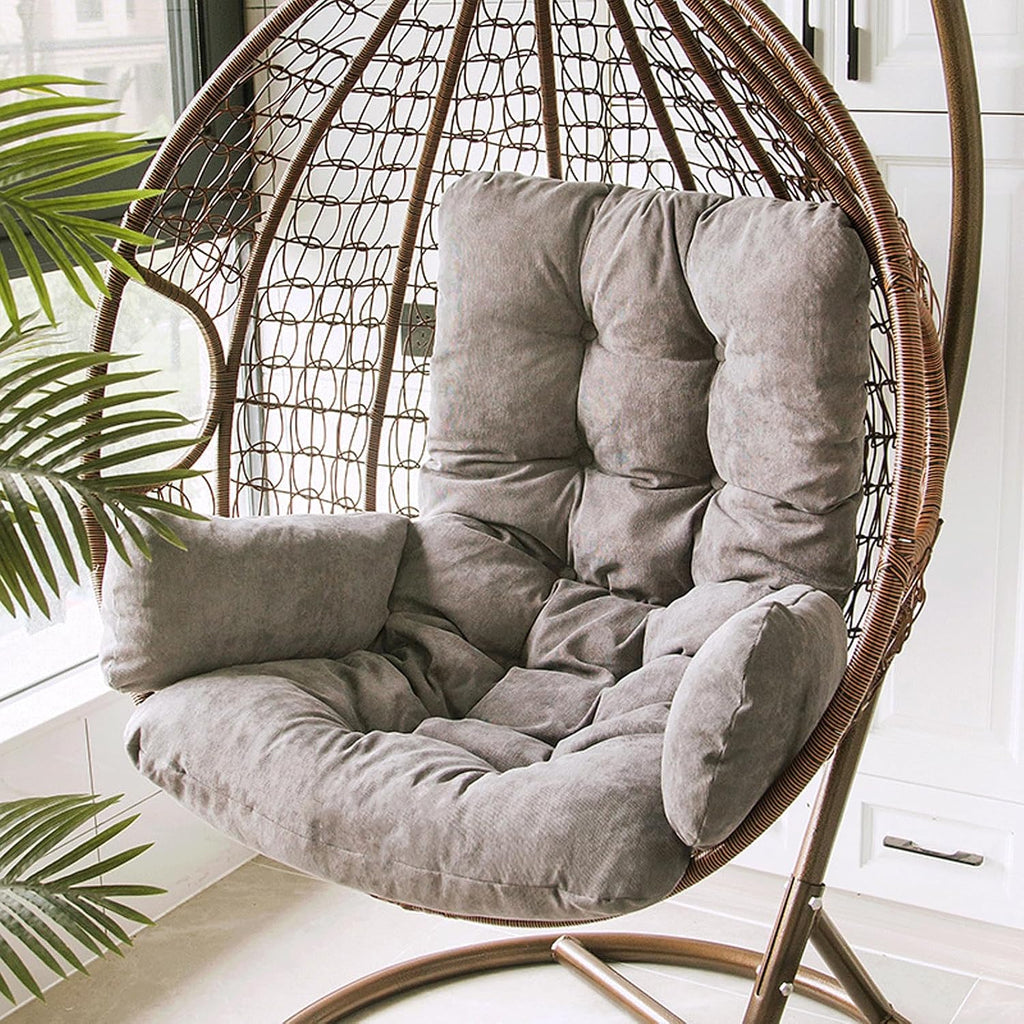 Comfortable Replacement Cushion for Egg Chairs Washable & Removable Rocking Chair Cushion Thick Hanging Basket Seat Pad Foldable Egg Swing Chair Cushion,Kaffee-Detachable