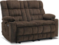 MCombo 57' Reclining Loveseat with Heat and Massage, Zero Gravity Recliner Loveseat Sofa with Dual USB Charging Ports for Living Room, Fabric 6314 (Brown)