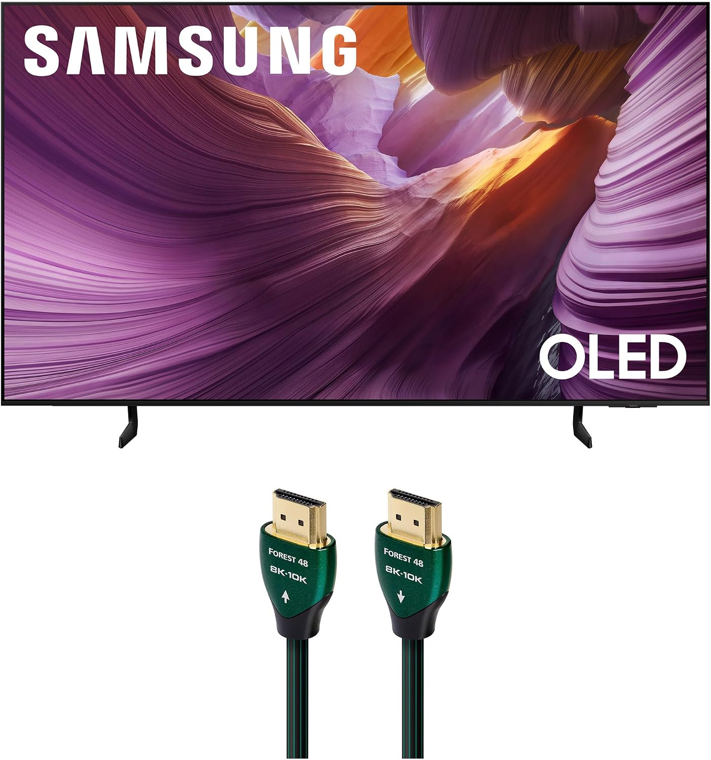 Samsung QN55S85FAFXZA 55 Inch OLED HDR 4K Smart TV with an AudioQuest Forest 1.5M 48G 8K-10K HDMI Digital Cable (2025)